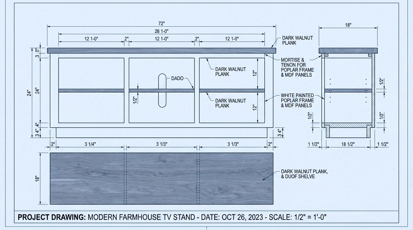 Modern Farmhouse TV Stand drawing